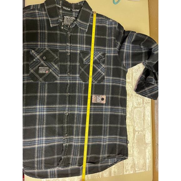 Howitzer Men's Plaid Flannel Shirt Jacket Blue Long Sleeve Size L Warm Cozy Soft - Picture 12 of 13